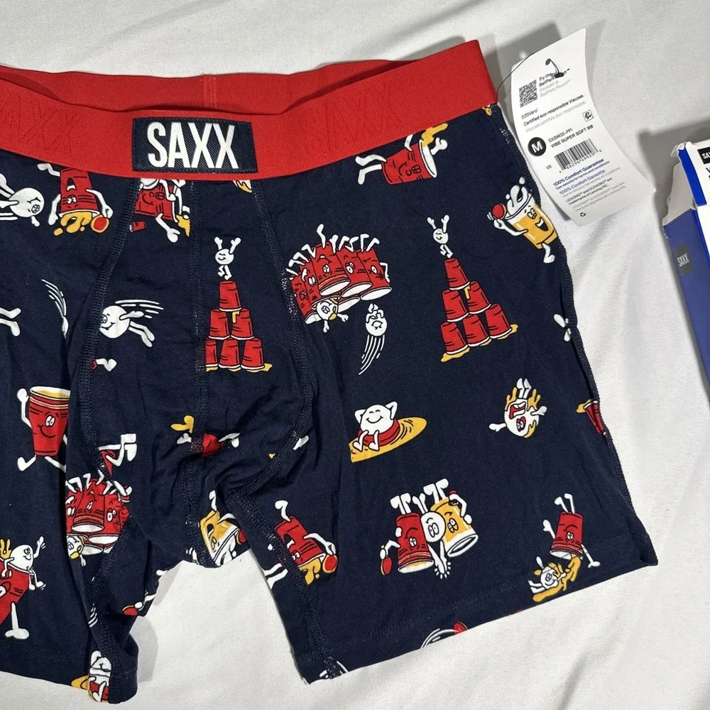 NIB $34 SAXX UNDERWEAR [ Medium ] Vibe Super Soft Boxer Brief Party Foul‎ U1609